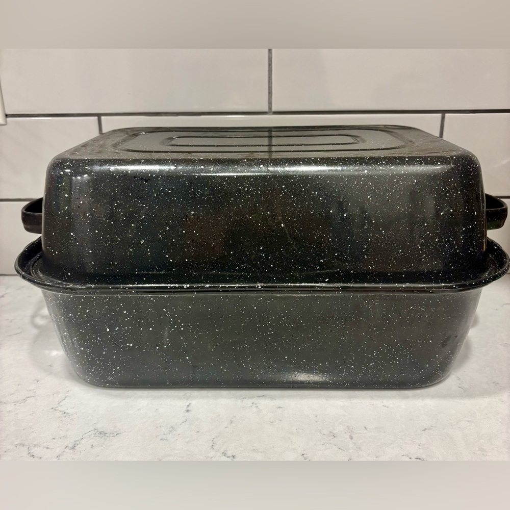 Vintage Speckled Large Roasting Pan 16x11